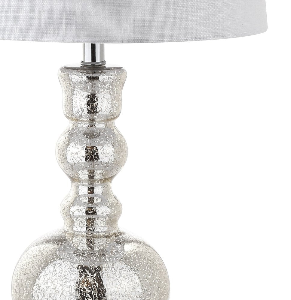 Set of Two 29" Silver Novelty Table Lamps With Drum Shades on a white background