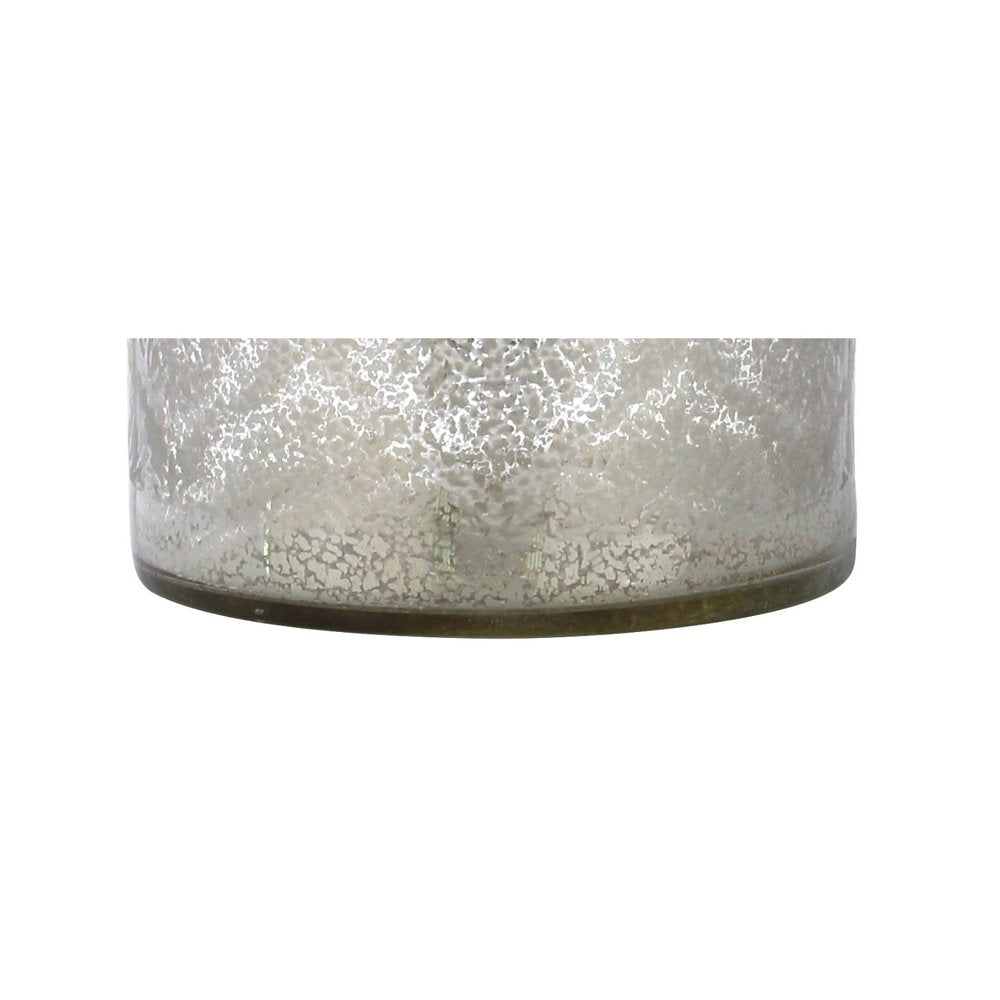 25" Clear Table Lamp With Drum Shade. Table lamp isolated on a plain white background, finished in clear.