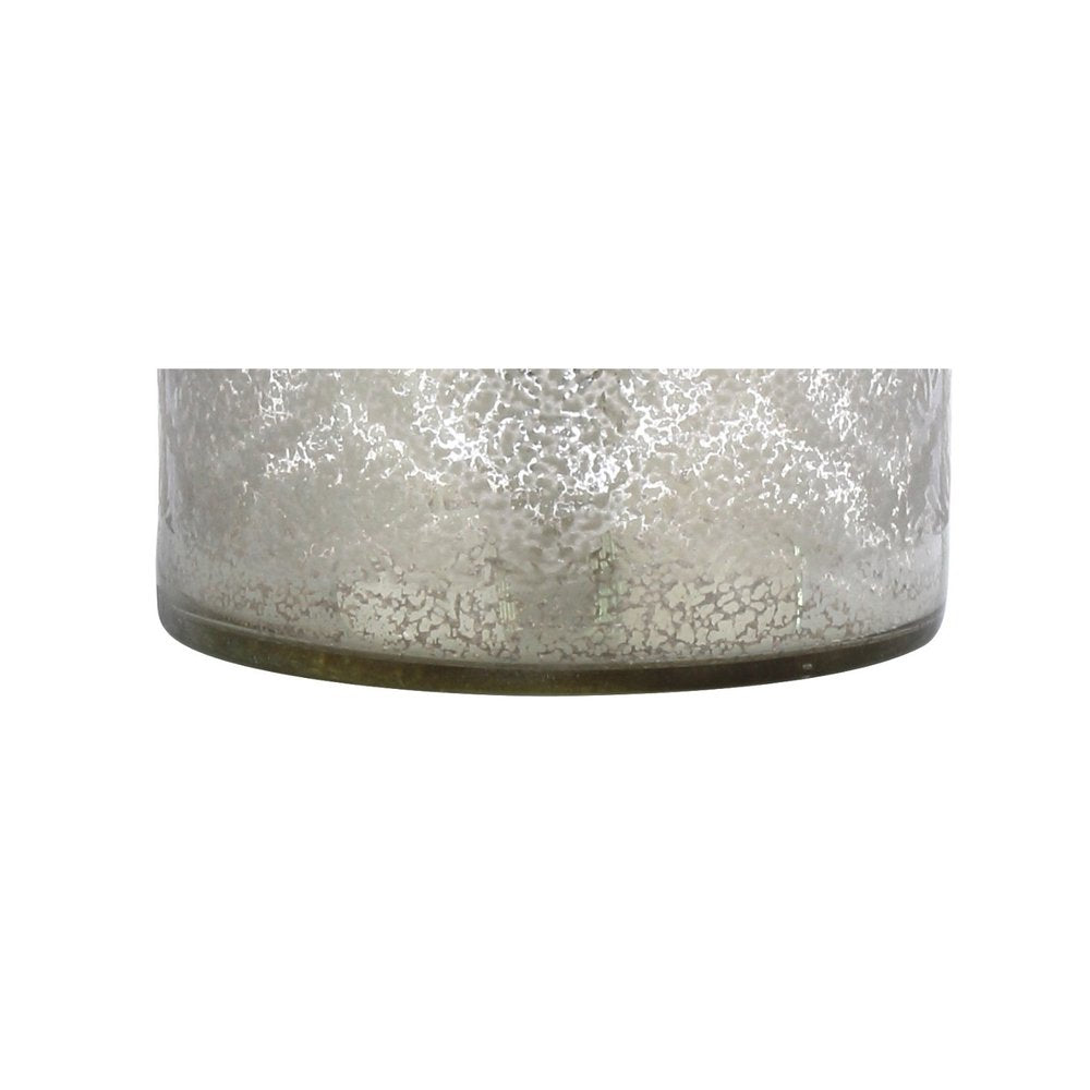 25" Clear Table Lamp With Drum Shade. Table lamp isolated on a plain white background, in a clear finish.