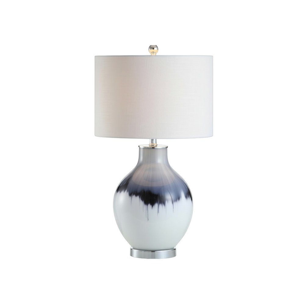 27" Silver Novelty Table Lamp With Globe Shade. Table lamp isolated on a plain white background, finished in silver.