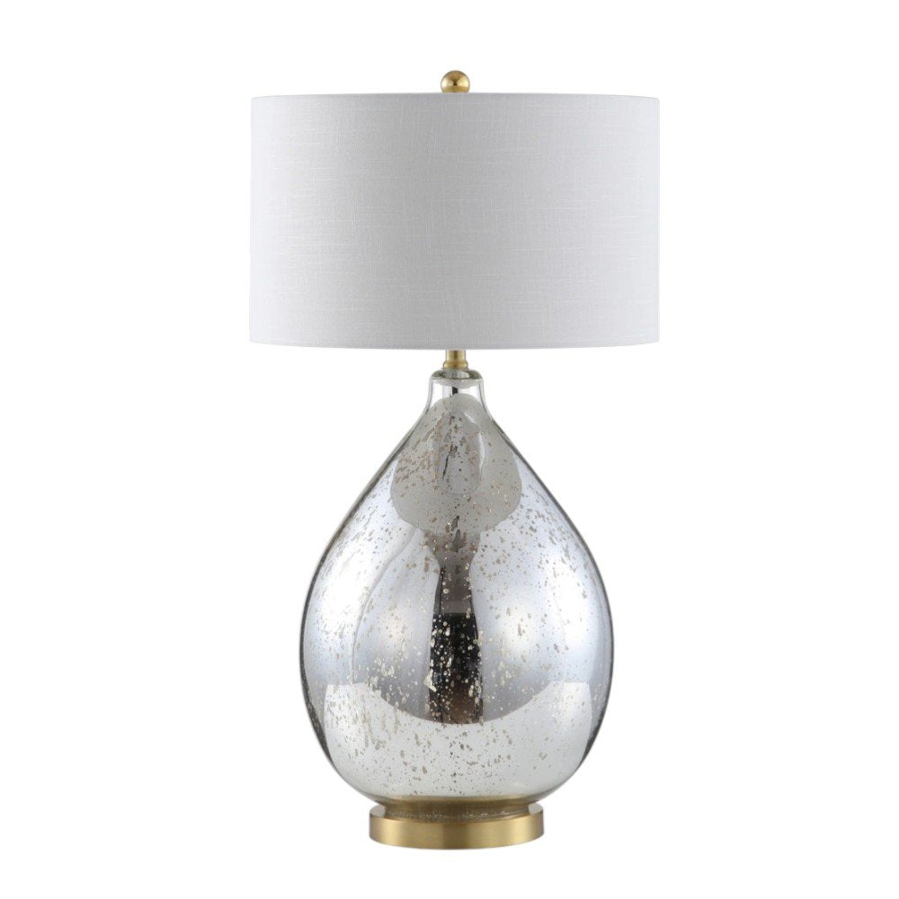 31" Gold Novelty Table Lamp With Globe Shade. Table lamp isolated on a plain white background.