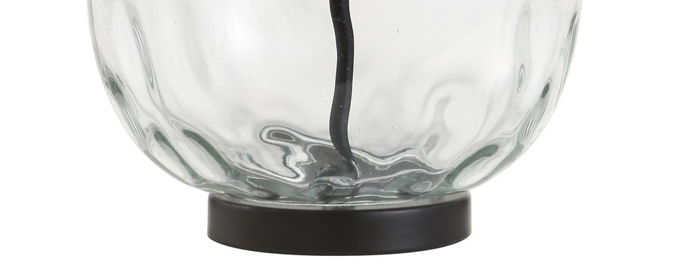 27" Black Globe Table Lamp With Globe Shade. Table lamp isolated on a plain white background, finished in black.