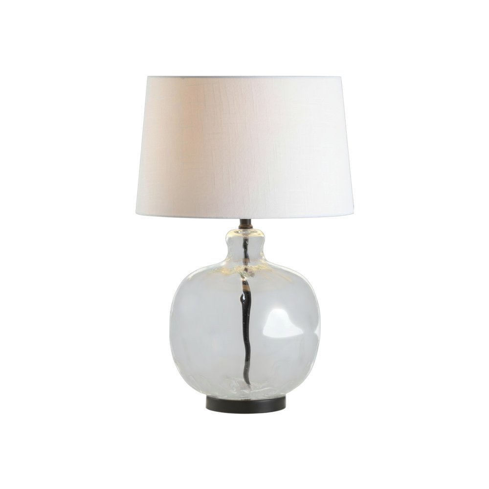 27" Black Globe Table Lamp With Globe Shade. Table lamp isolated on a plain white background.