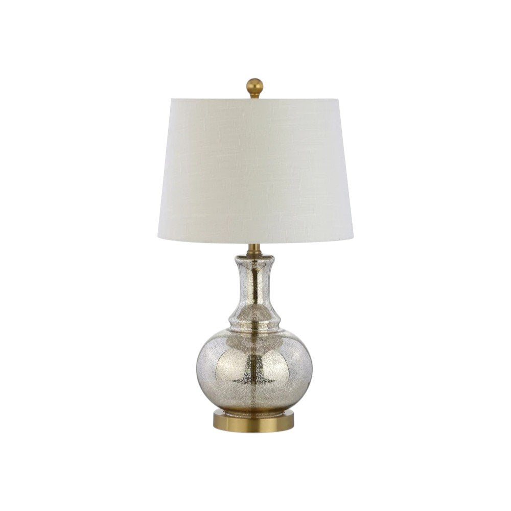 Set of Two 25" Silver Novelty Table Lamps With Drum Shades