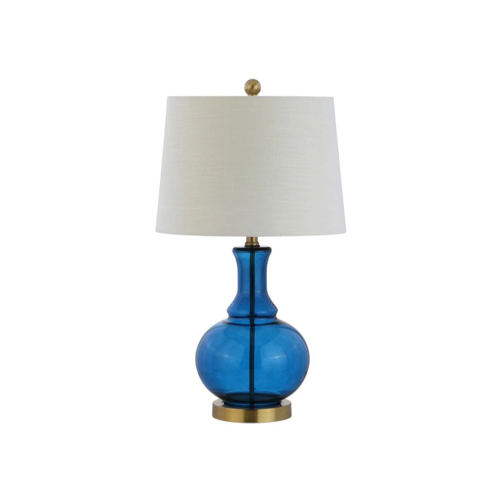 Set of Two 25" Gold Novelty Table Lamps With Drum Shades