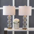 Set of Two 27" Gold Novelty Table Lamps With Drum Shades