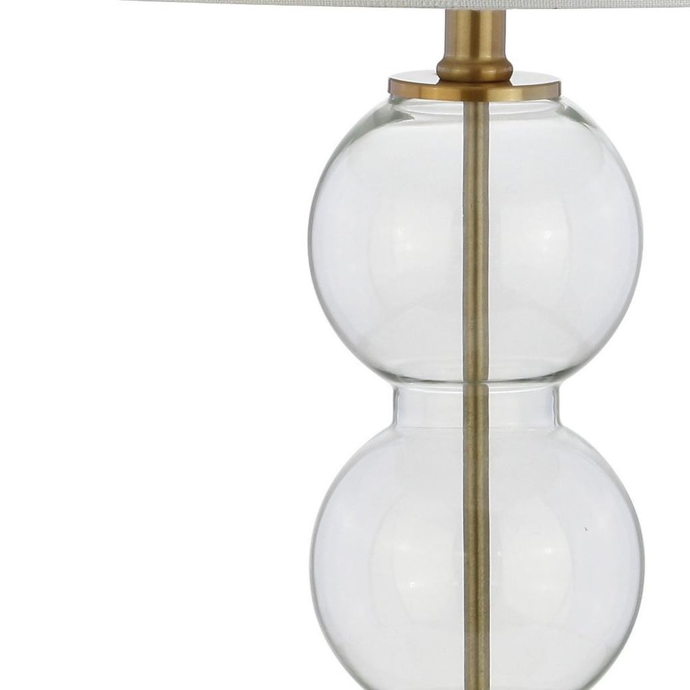 Set of Two 27" Gold Novelty Table Lamps With Drum Shades