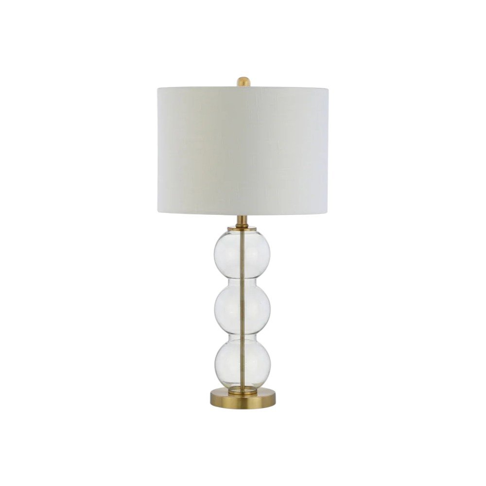 Set of Two 27" Gold Novelty Table Lamps With Drum Shades