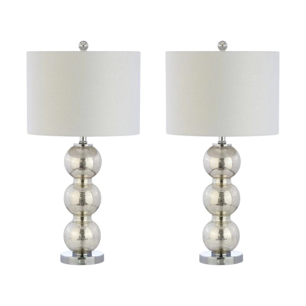 Set of Two 27" Silver Novelty Table Lamps With Drum Shades - SKU 715770