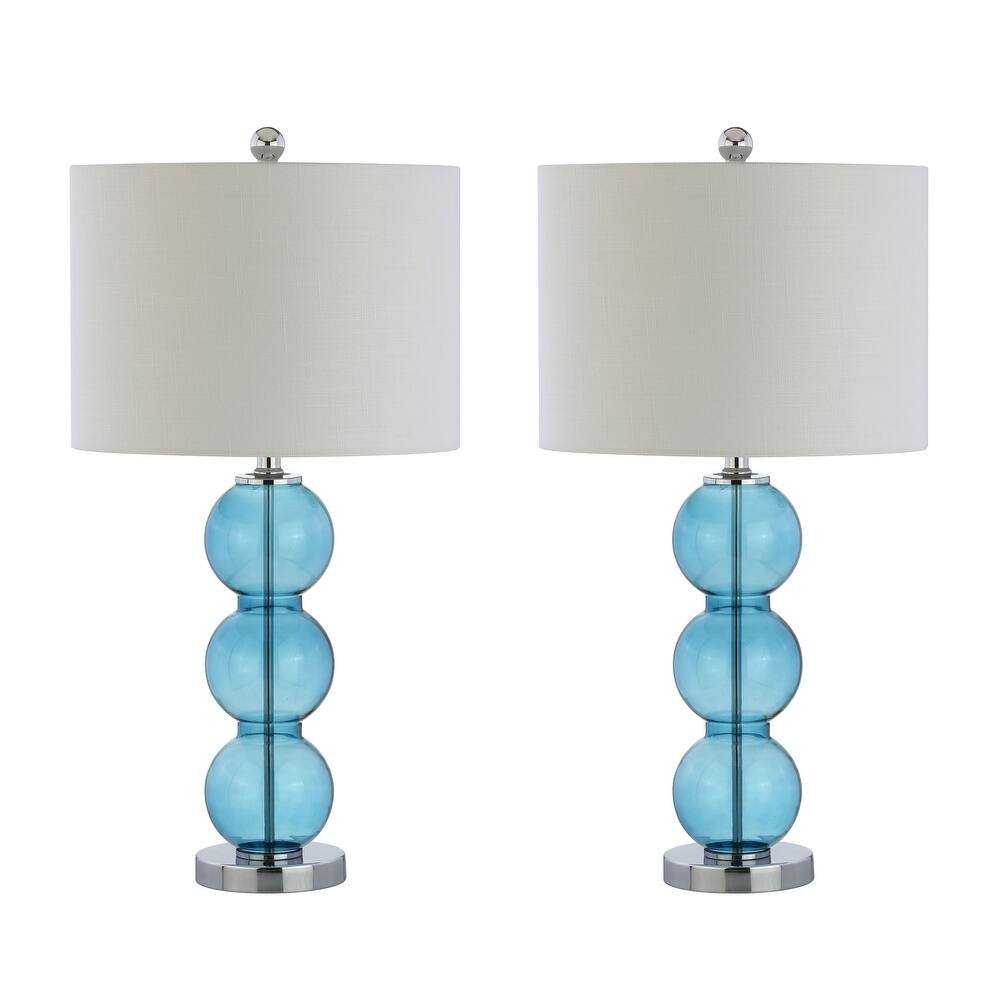 Set of Two 27" Silver Novelty Table Lamps With Drum Shades on a white background