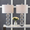 Set of Two 27" Silver Novelty Table Lamps With Drum Shades
