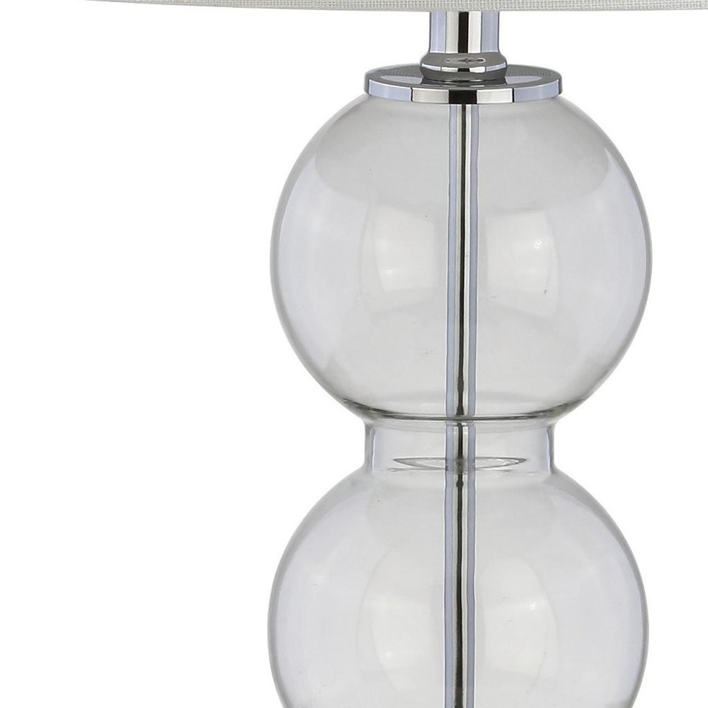 Set of Two 27" Silver Novelty Table Lamps With Drum Shades on a white background