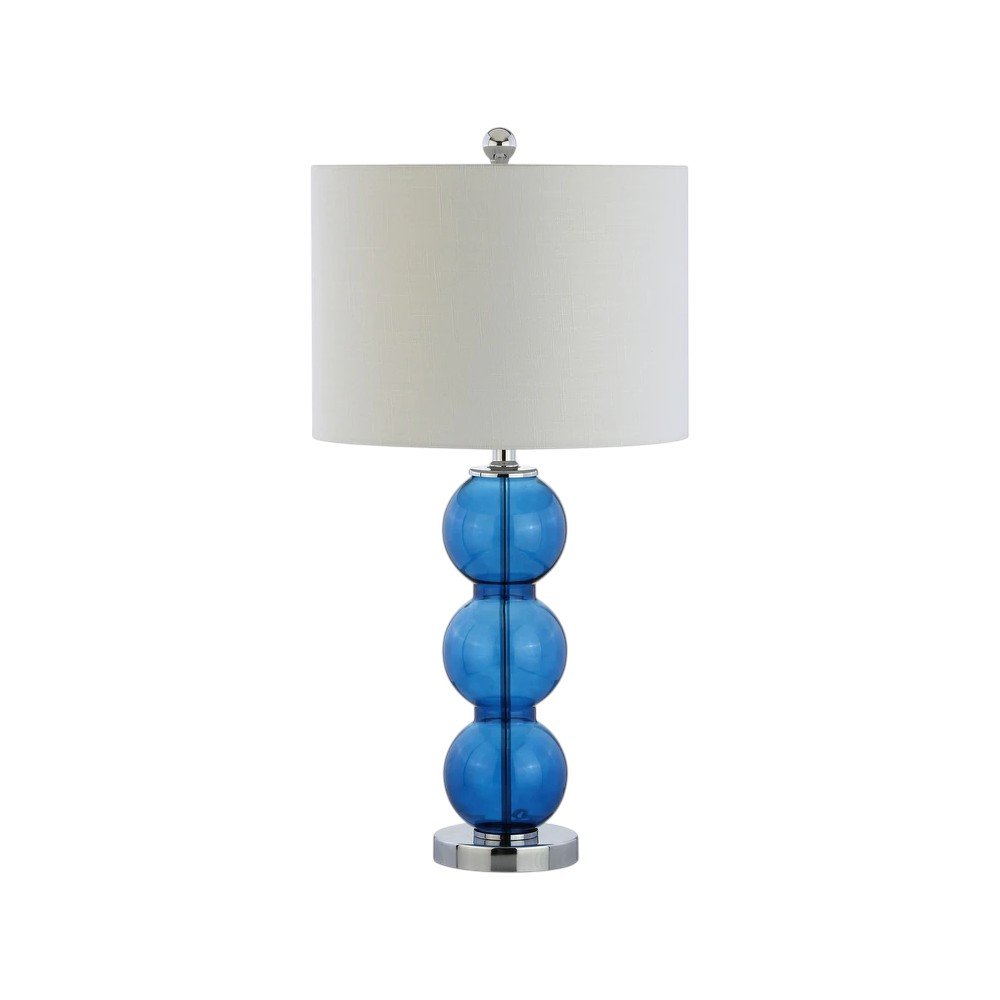 Set of Two 27" Silver Novelty Table Lamps With Drum Shades on a white background