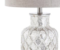Set of Two 25" Silver Table Lamps With Drum Shades on a white background