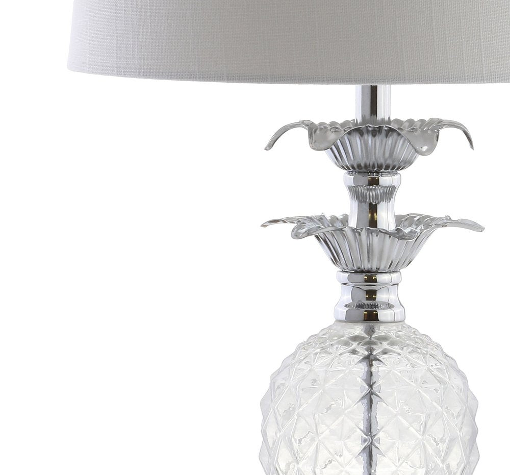 24" Silver Novelty Table Lamp With Drum Shade. Table lamp isolated on a plain white background, finished in silver.