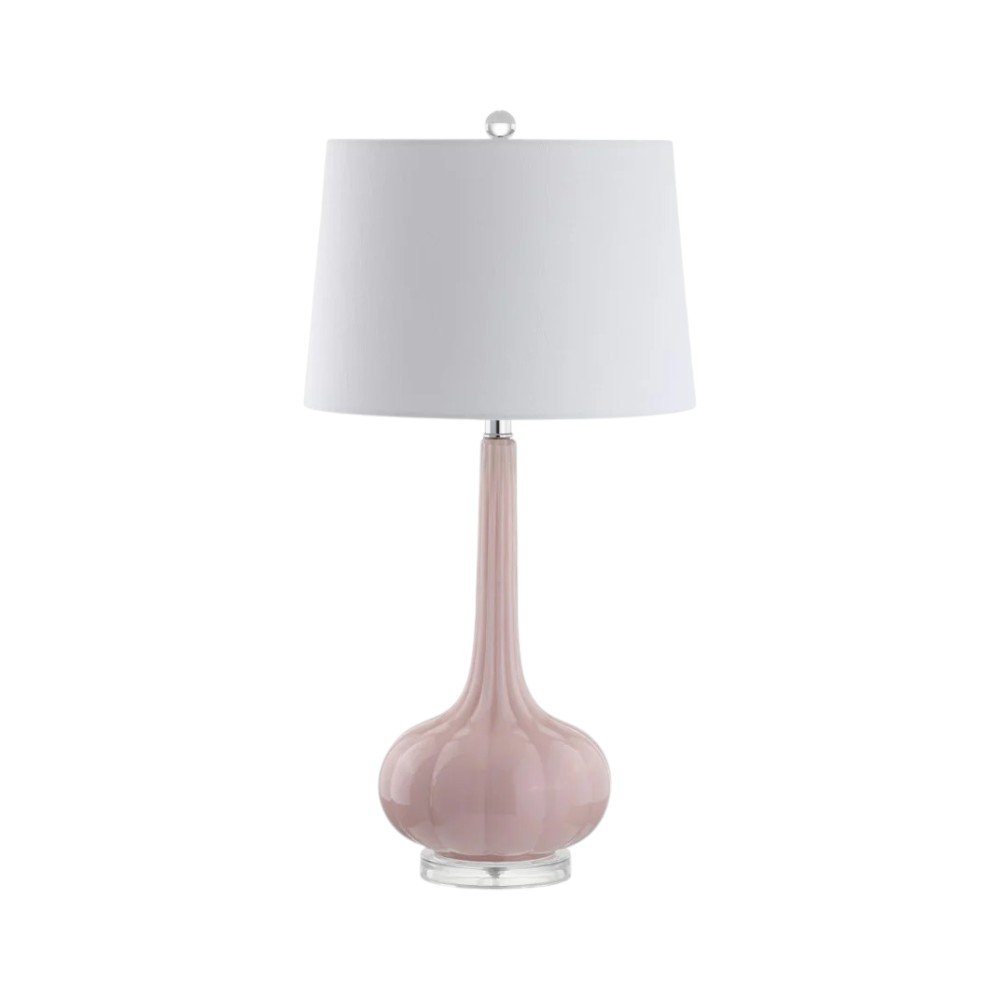 Set of Two 29" Clear Novelty Table Lamps With Drum Shades on a white background