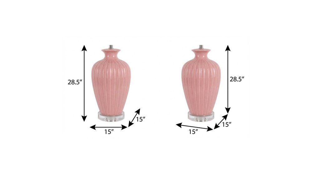 Set of Two 29" Clear Novelty Table Lamps With Drum Shades on a white background