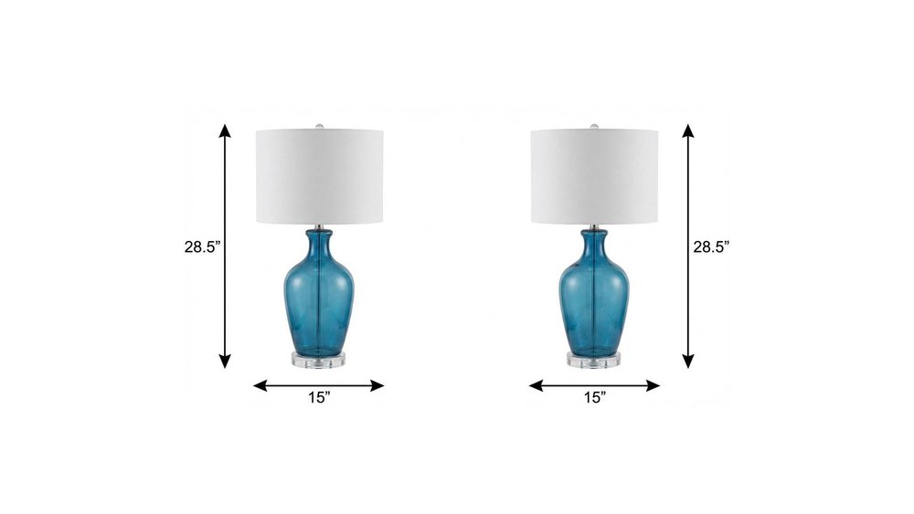Set of Two 29" Clear Novelty Table Lamps With Drum Shades on a white background