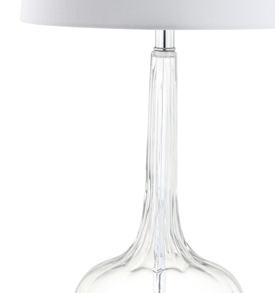 Set of Two 29" Clear Novelty Table Lamps With Drum Shades on a white background