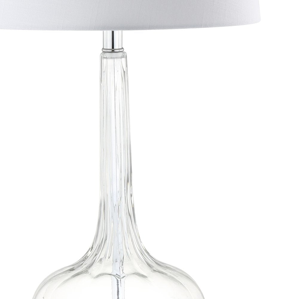 Set of Two 29" Clear Novelty Table Lamps With Drum Shades on a white background