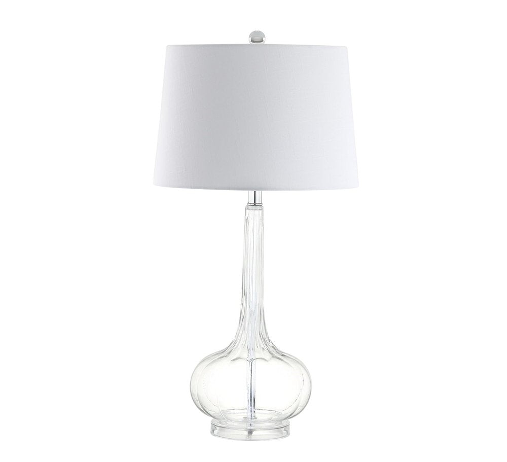 Set of Two 29" Clear Novelty Table Lamps With Drum Shades on a white background