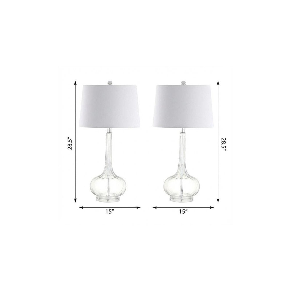 Set of Two 29" Clear Novelty Table Lamps With Drum Shades on a white background