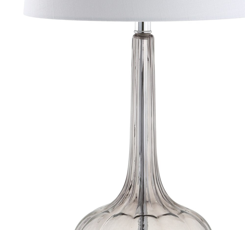 Set of Two 29" Clear Novelty Table Lamps With Drum Shades on a white background