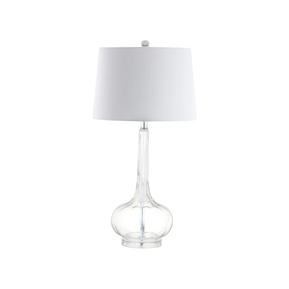 Set of Two 29" Clear Novelty Table Lamps With Drum Shades on a white background