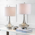 Set of Two 26" Silver Novelty Table Lamps With Drum Shades on a white background