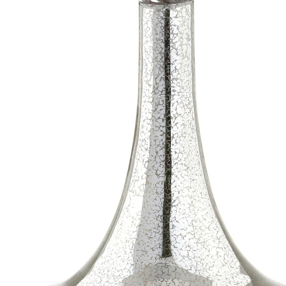 Set of Two 26" Silver Novelty Table Lamps With Drum Shades on a white background