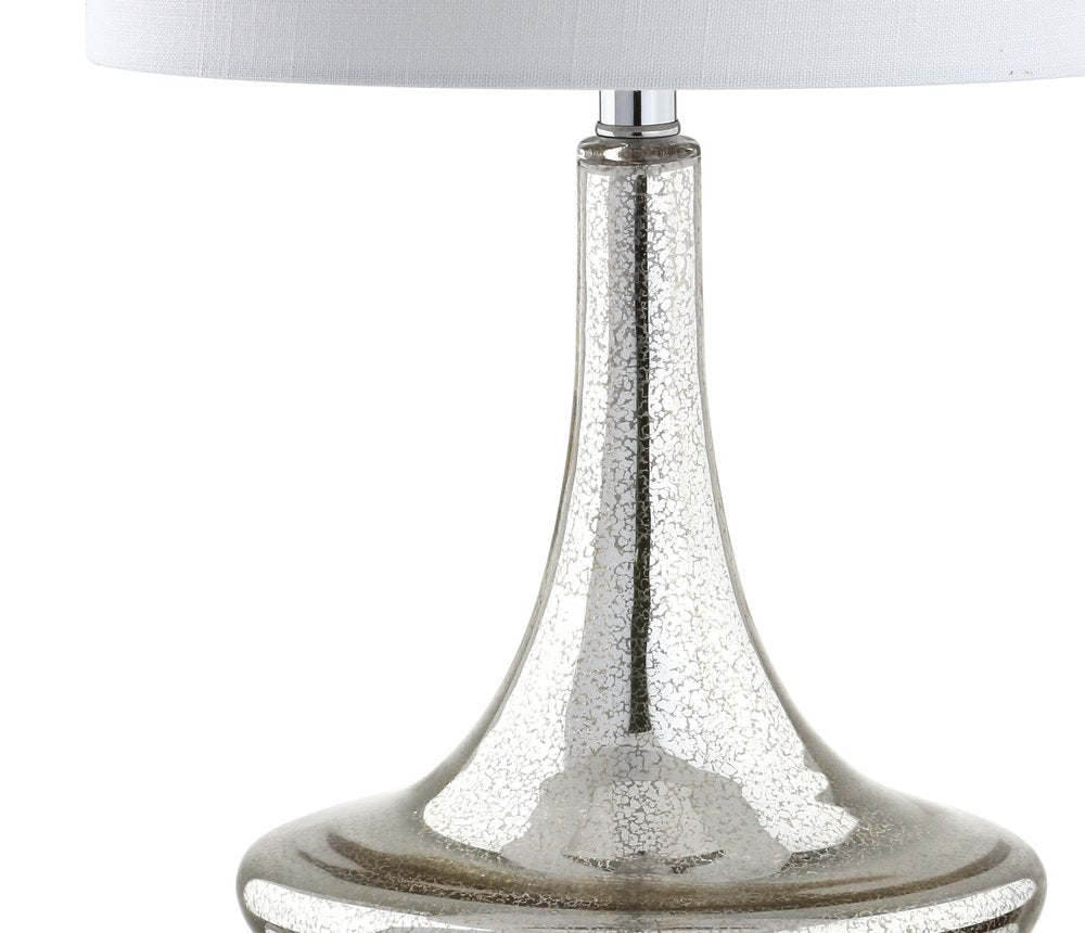 Set of Two 26" Silver Novelty Table Lamps With Drum Shades on a white background