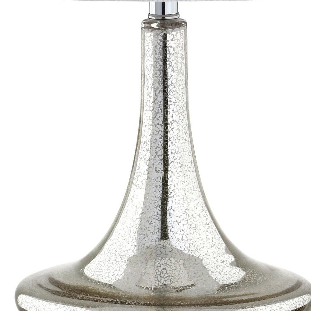 Set of Two 26" Silver Novelty Table Lamps With Drum Shades on a white background