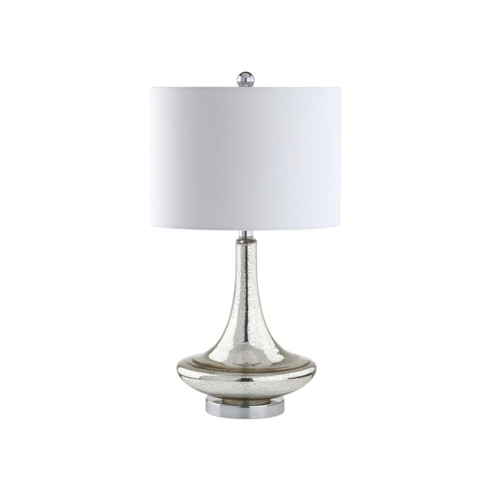 Set of Two 26" Silver Novelty Table Lamps With Drum Shades on a white background