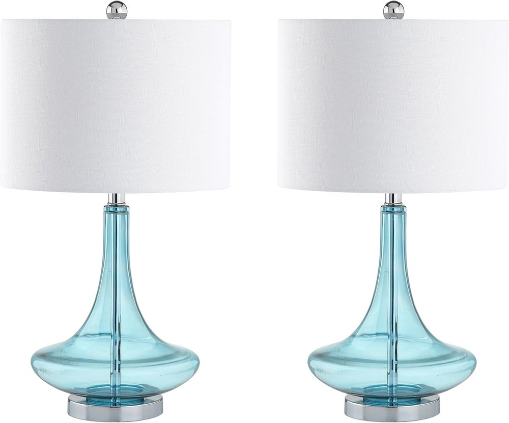 Set of Two 26" Silver Novelty Table Lamps With Drum Shades on a white background