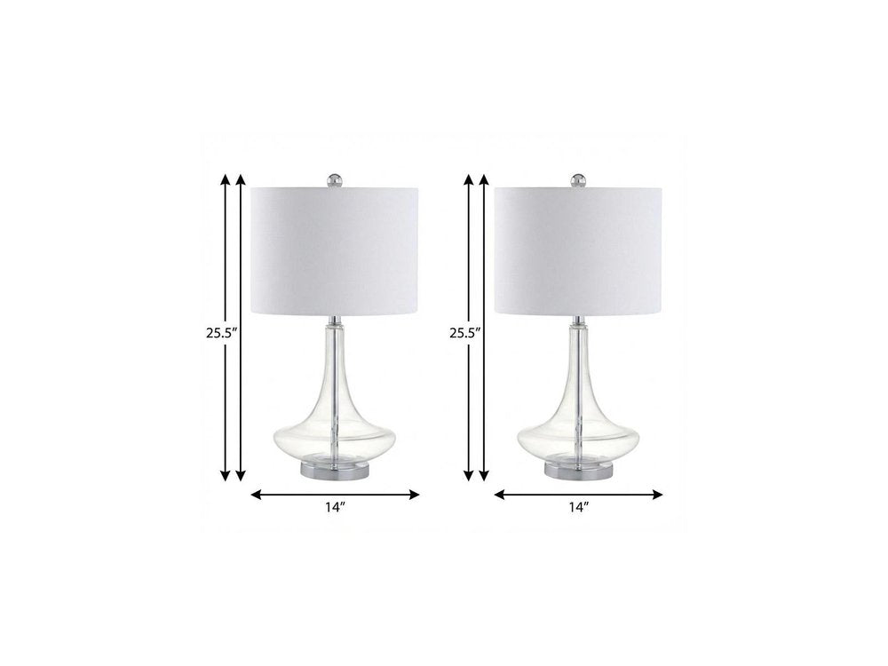 Set of Two 26" Silver Novelty Table Lamps With Drum Shades