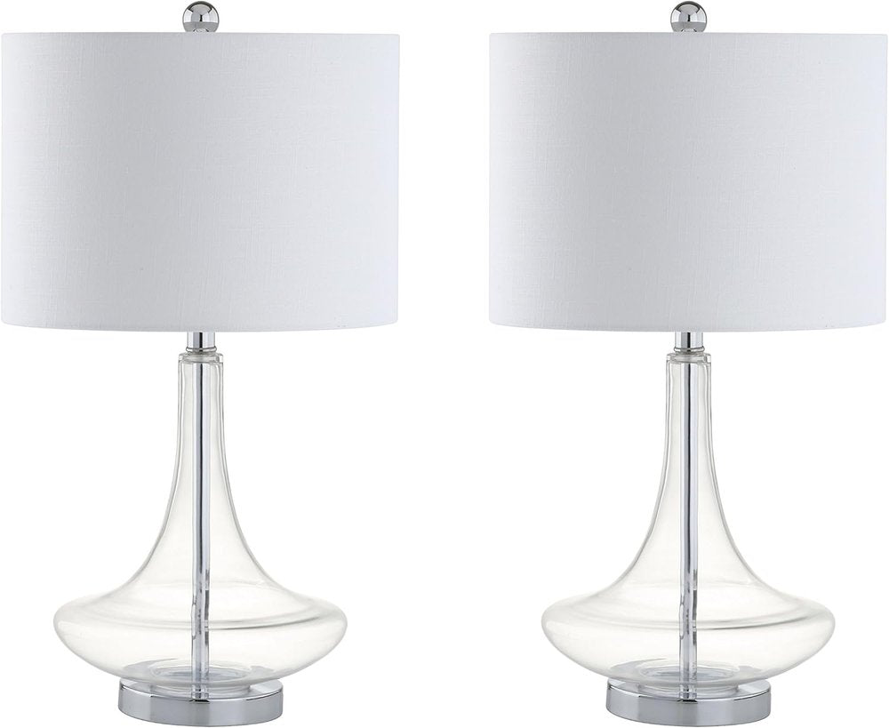 Set of Two 26" Silver Novelty Table Lamps With Drum Shades