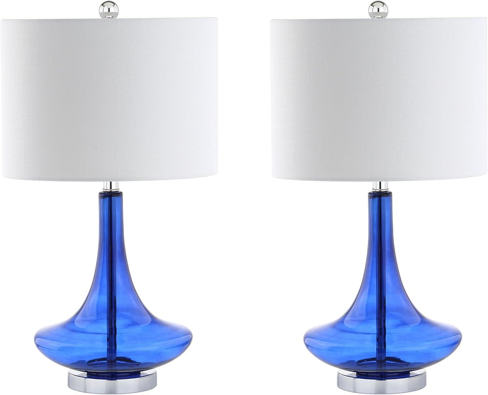 Set of Two 26" Silver Novelty Table Lamps With Drum Shades on a white background
