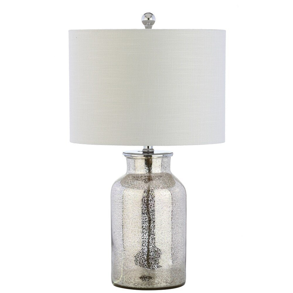 25" Clear Novelty Table Lamp With Drum Shade. Table lamp isolated on a plain white background, in a clear finish.