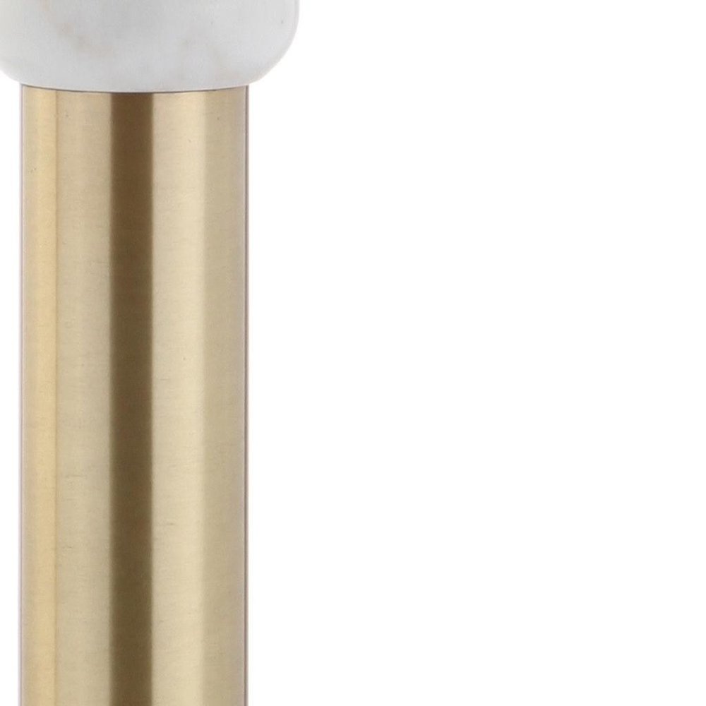 27" Gold Novelty Table Lamp With Drum Shade. Table lamp isolated on a plain white background, in a gold finish.