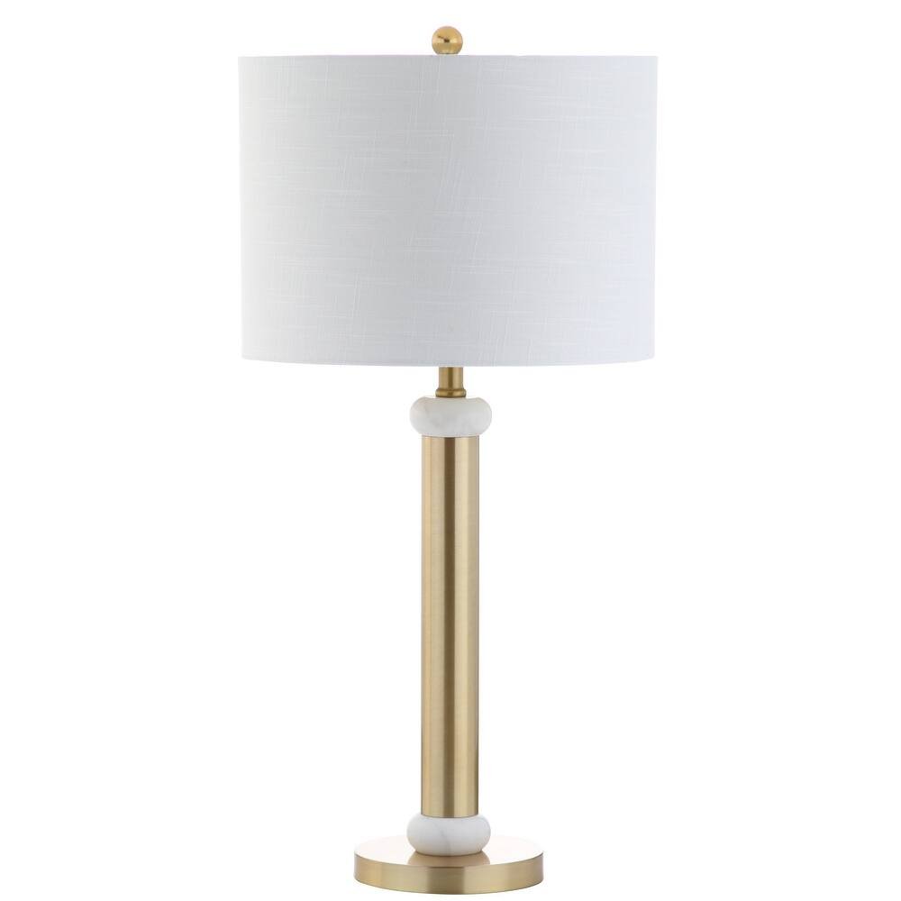 27" Gold Novelty Table Lamp With Drum Shade. Table lamp isolated on a plain white background.