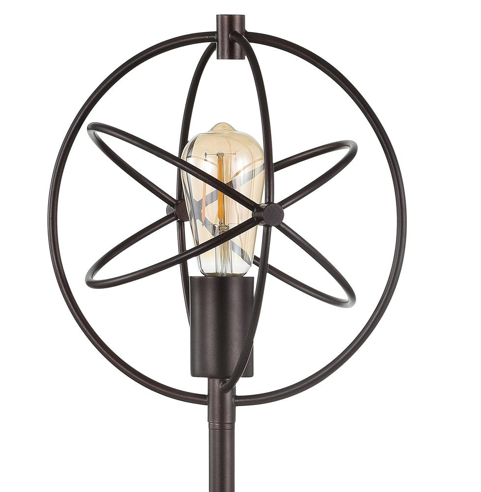 27" White Novelty Table Lamp With Globe Shade. Table lamp isolated on a plain white background.