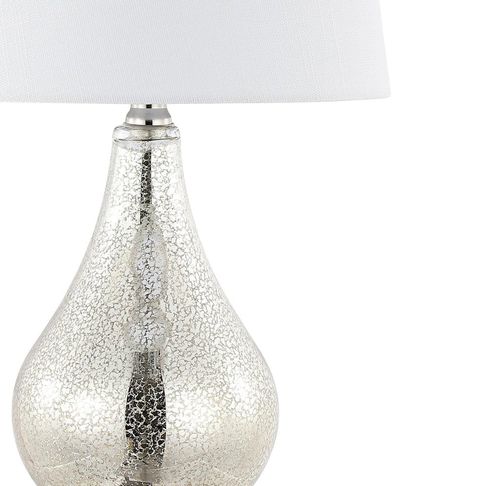 Set of Two 21" Nickel Gourd Table Lamps With Empire Shades