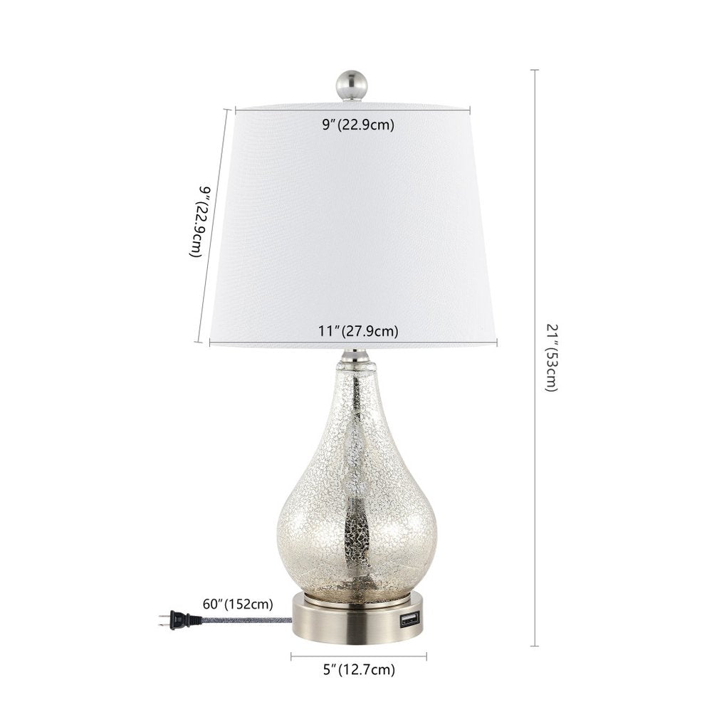 Set of Two 21" Nickel Gourd Table Lamps With Empire Shades