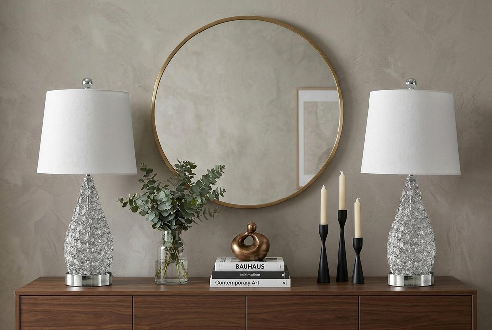 Set of Two 22" Silver Gourd Table Lamps With Empire Shades