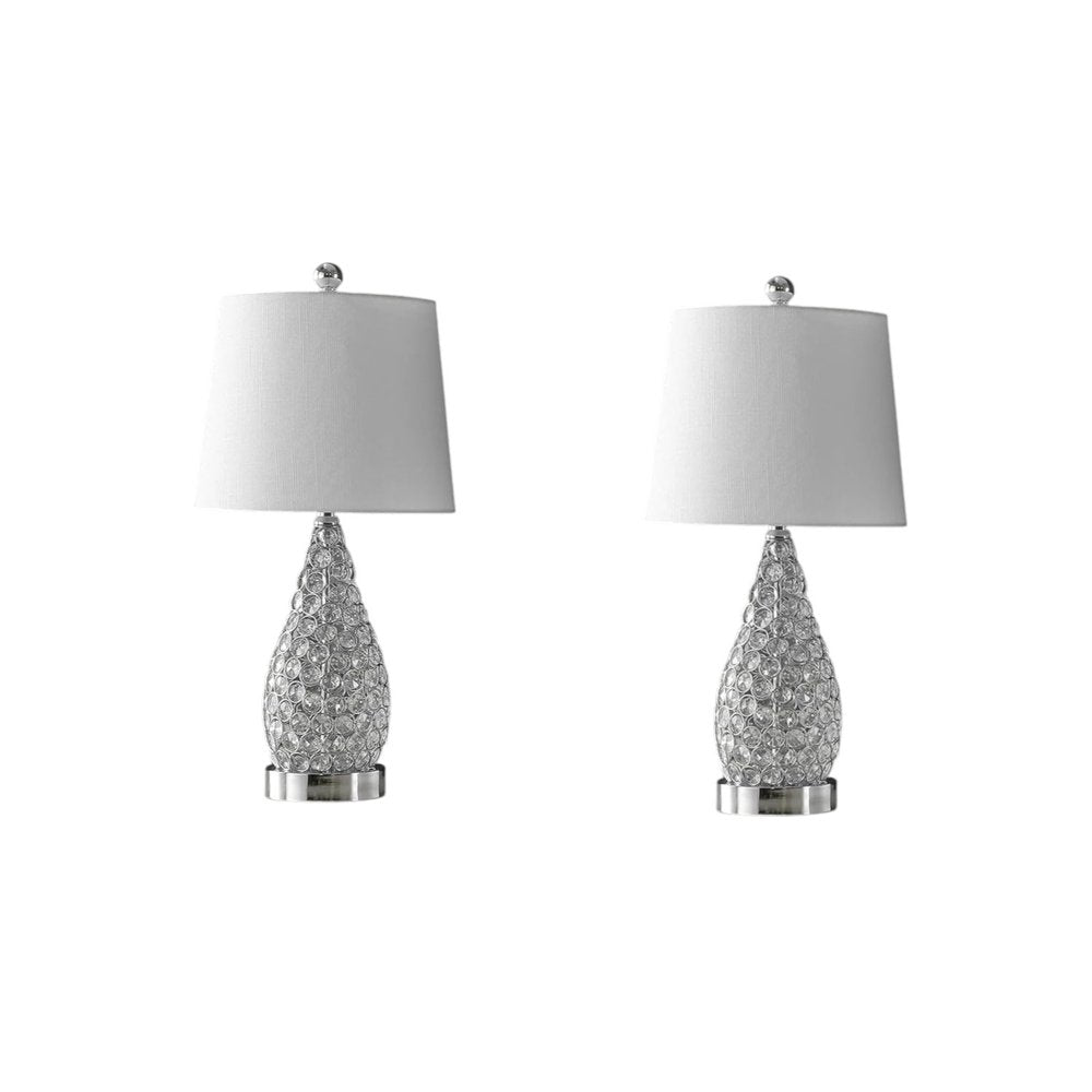 Set of Two 22" Silver Gourd Table Lamps With Empire Shades
