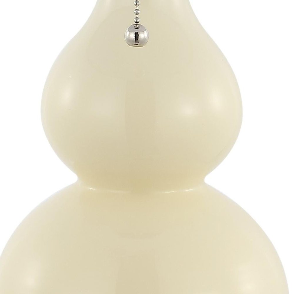 Set of Two 22" Silver Gourd Table Lamps With Drum Shades