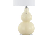 Set of Two 22" Silver Gourd Table Lamps With Drum Shades