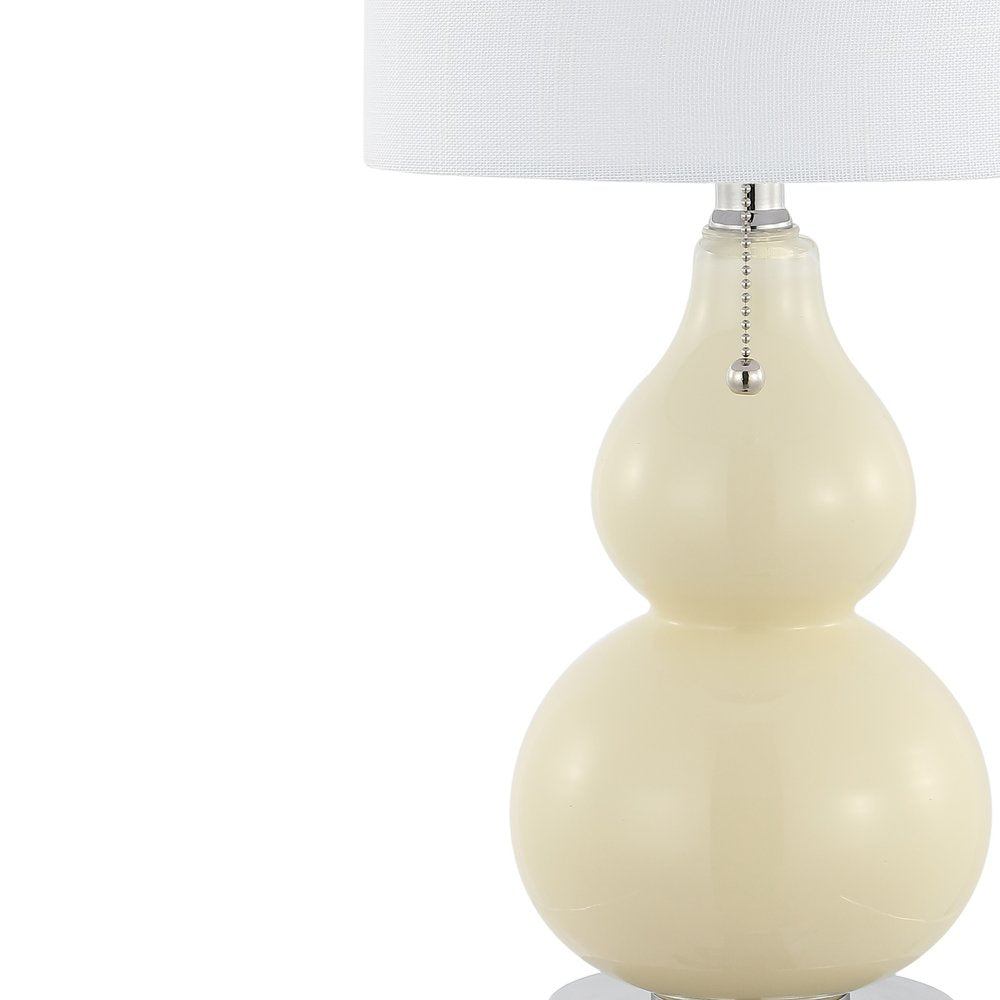 Set of Two 22" Silver Gourd Table Lamps With Drum Shades