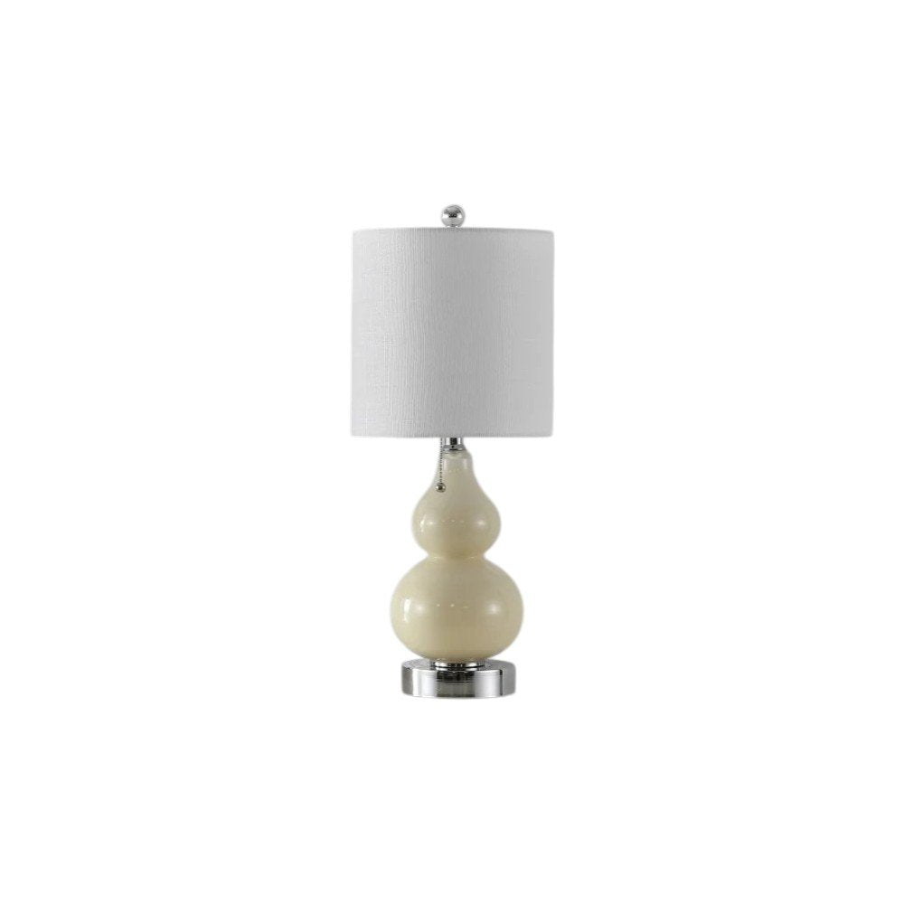 Set of Two 22" Silver Gourd Table Lamps With Drum Shades