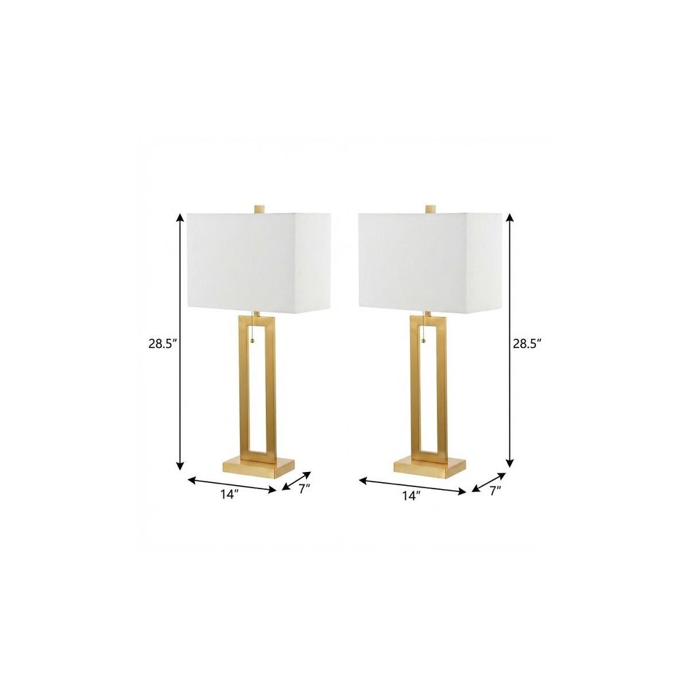 Set of Two 29" Gold Table Lamps With Shades on a white background